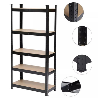 5-Tier Metal Storage Rack - 331LBS Capacity Per Shelf