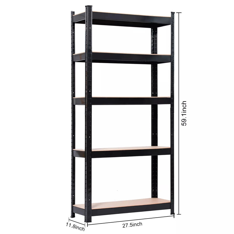 5-Tier Metal Storage Rack - 331LBS Capacity Per Shelf