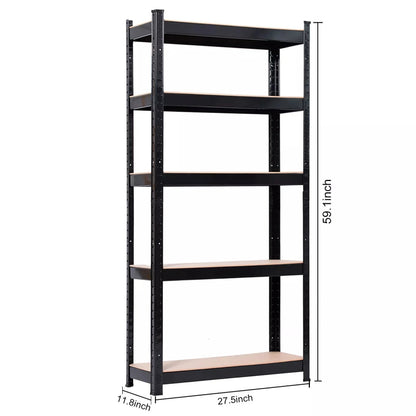 5-Tier Metal Storage Rack - 331LBS Capacity Per Shelf